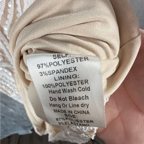 Windsor Nude White Sequin Bodycon Mini Dress Small - Picture 5 of 11